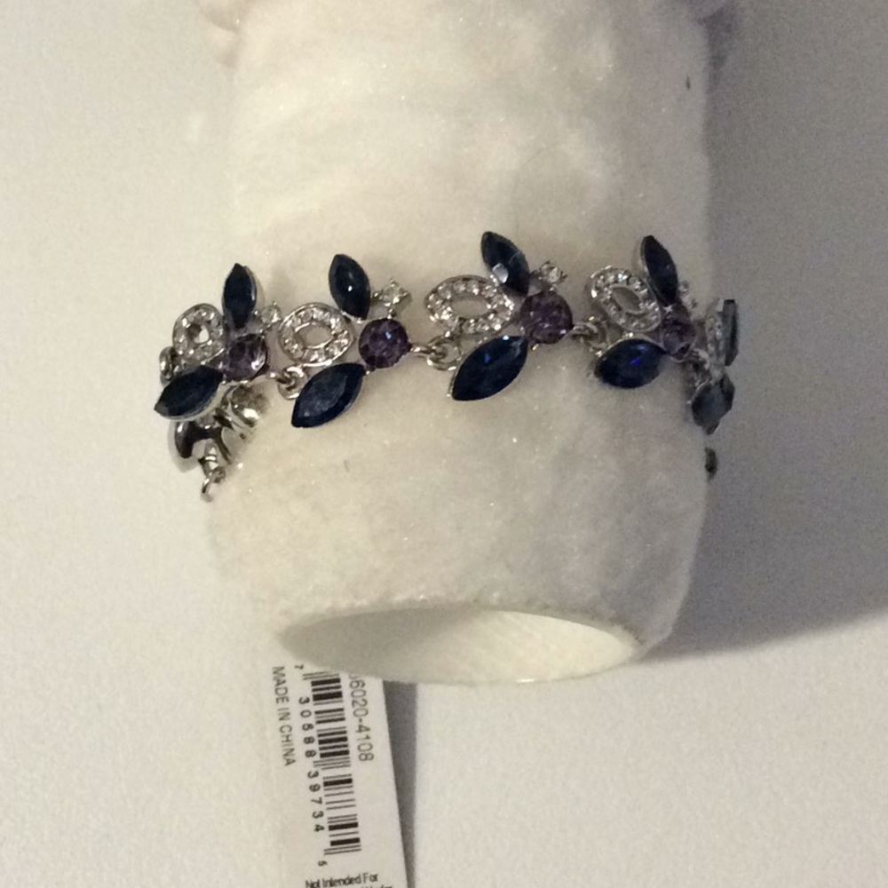 CAROLEE BLUE AND PURPLE CRYSTALS SILVER BRACELET